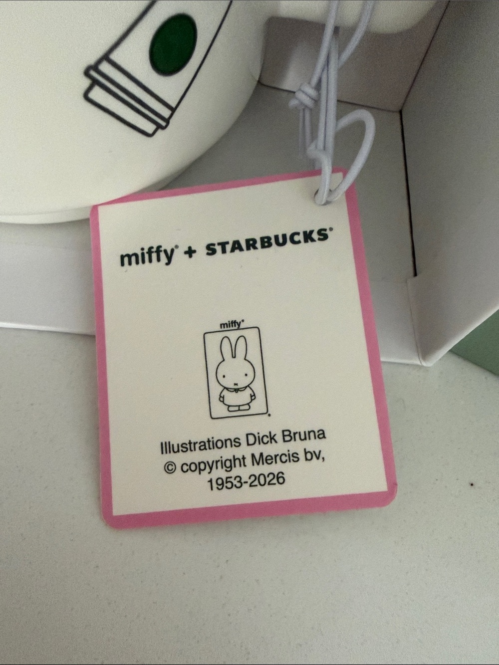 Starbucks x Miffy White Ceramic Mug with Green Lid and Bunny Character - Picture 2 of 2